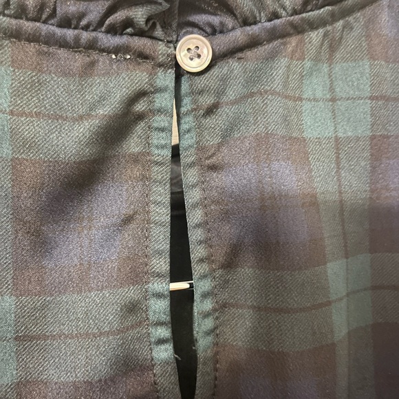 J. Crew Black Watch Plaid Bow-Neck Ruffle Top. SZ XXS - Picture 5 of 9